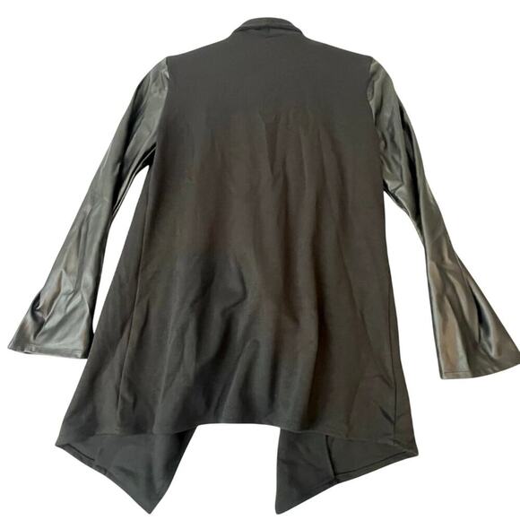 Steve Madden Black Drape Collar Jacket Faux Leather Sleeves NWT S - Picture 5 of 7
